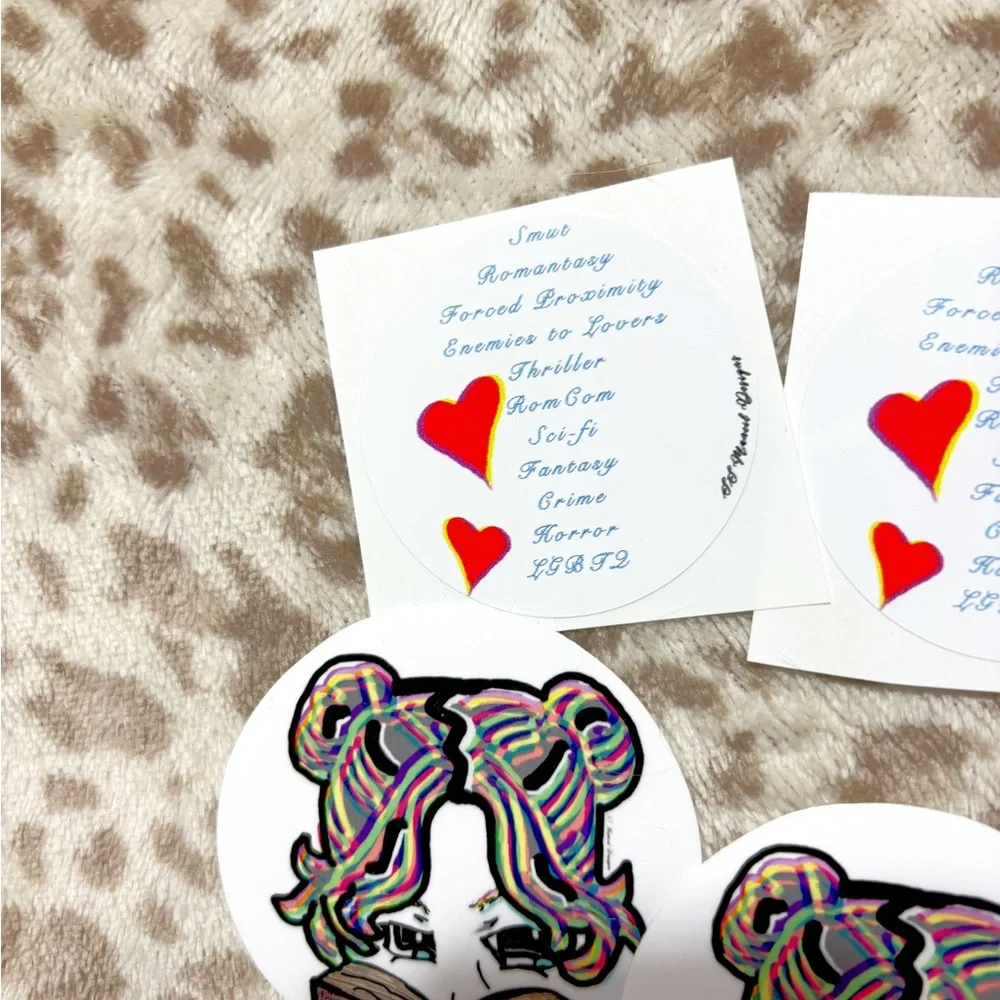 Handmade Colorful Book Themed Pop Art Stickers Set
